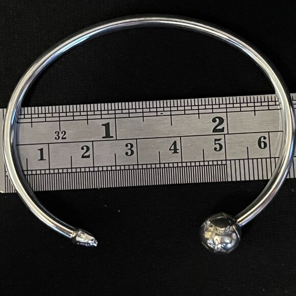 Sterling Silver Pandora Moments Moon & Stars Open Bangle Bracelet – Size Medium - Picture 8 of 13